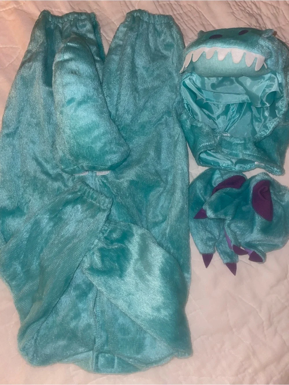 Baby 0-6 months old Teal Dinosaur Costume with Purple Spots - Kids Costume